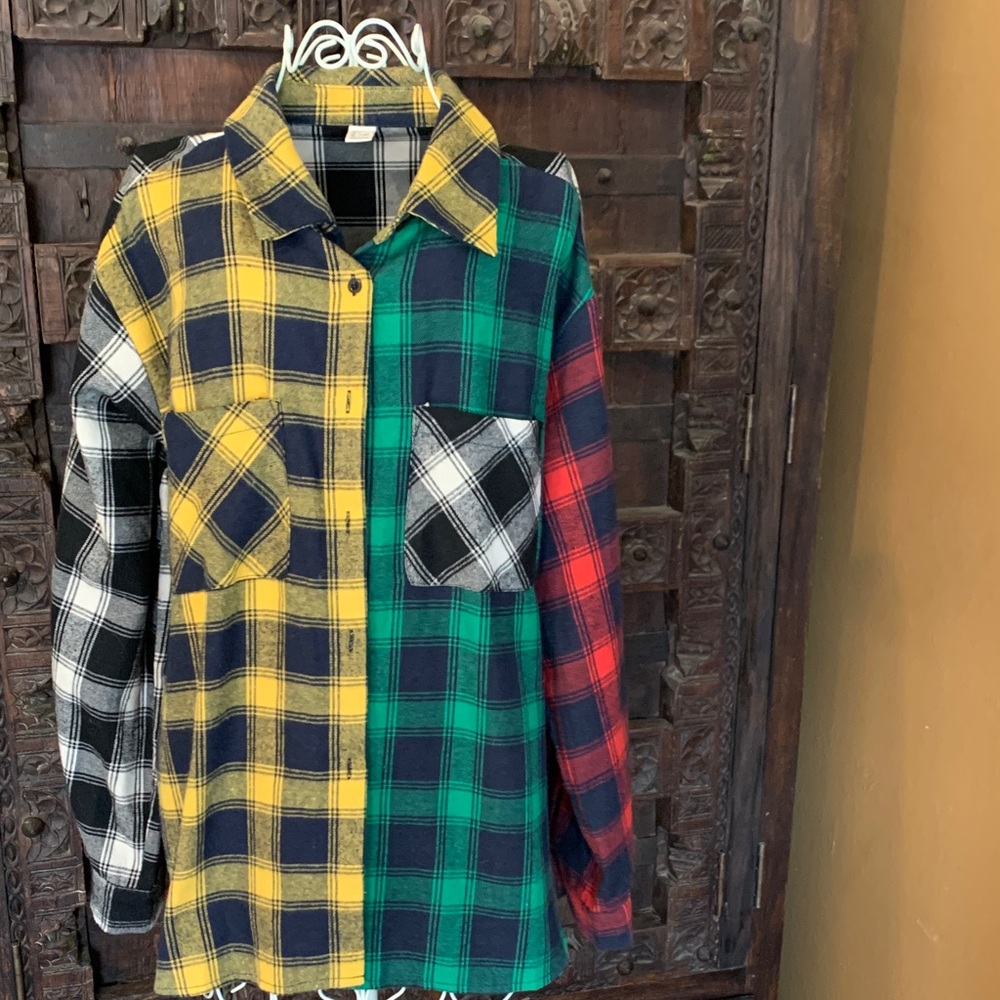 Multicolor Plaid Button Down Shirt